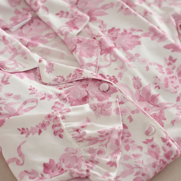 NWT LoveShackFancy Pink Damask Ruffle Pajamas - Picture 4 of 4